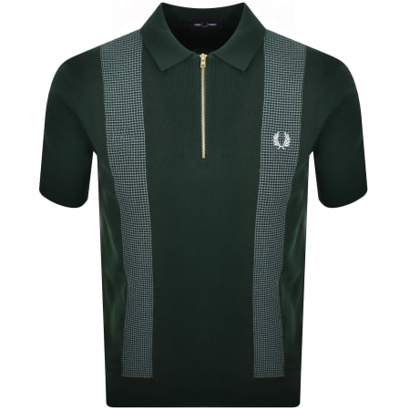 Fred Perry Panel Detail Knit Polo Shirt Green | Mainline Menswear us